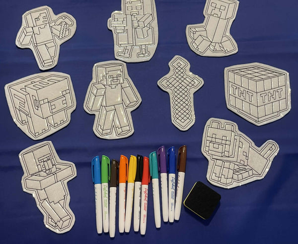 Reusable Coloring Pads for Kids mine craft