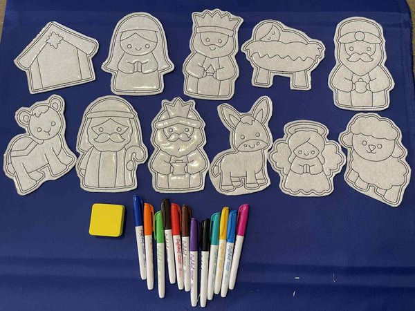 Reusable Coloring Pads for the Nativity scene